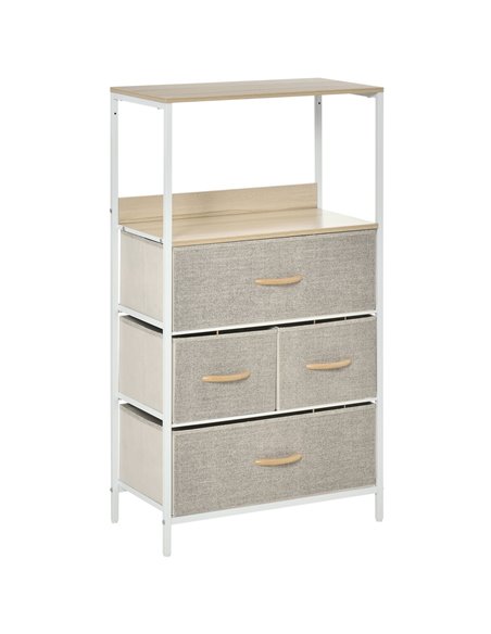 HOMCOM Chest of Drawers, Unit Storage Cabinet with 4 Fabric Bins, White - pic 22704 | FastDaddyshop