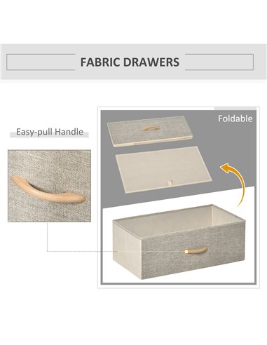 HOMCOM Chest of Drawers, Unit Storage Cabinet with 4 Fabric Bins, White