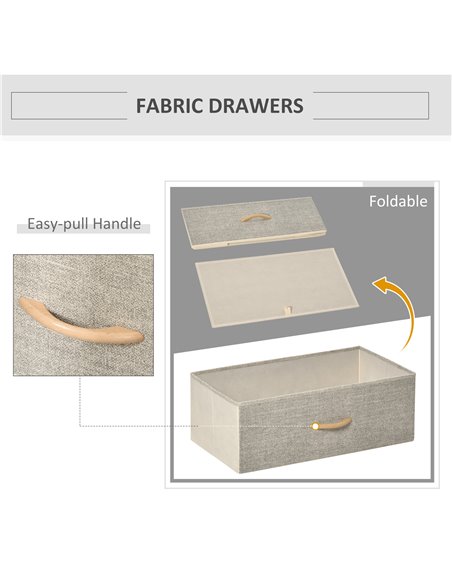 HOMCOM Chest of Drawers, Unit Storage Cabinet with 4 Fabric Bins, White - pic 22708 | FastDaddyshop