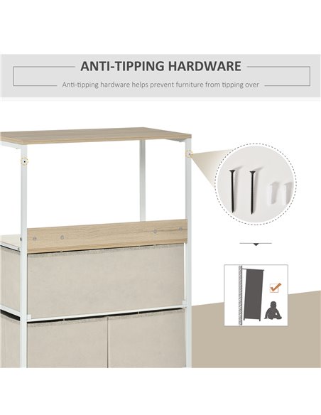 HOMCOM Chest of Drawers Bedroom Unit Storage Cabinet with 4 Fabric Bins for Living Room, Bedroom and Entryway, White - pic 22709 | FastDaddyshop