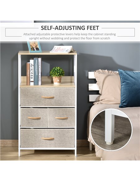 HOMCOM Chest of Drawers Bedroom Unit Storage Cabinet with 4 Fabric Bins for Living Room, Bedroom and Entryway, White - pic 22710 | FastDaddyshop