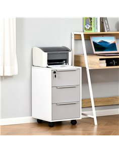 HOMCOM 3-Drawer Locking File Cabinet Mobile Chest of Drawers Side Table on Wheels for Home Office, Bedroom and Living room 2