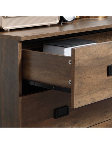 HOMCOM Chest of Drawers, 4-Drawer Storage Organiser Unit with Metal Frame for Bedroom, Living Room, Brown