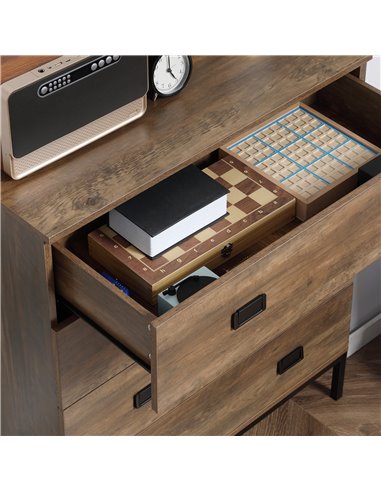 HOMCOM Chest of Drawers, 4-Drawer Storage Organiser Unit with Metal Frame for Bedroom, Living Room, Brown