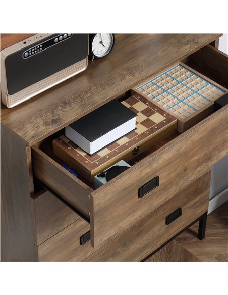 HOMCOM Chest of Drawers, 4-Drawer Storage Organiser Unit with Metal Frame for Bedroom, Living Room, Brown - pic 22748 | FastDaddyshop