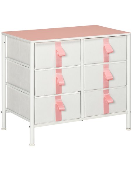 HOMCOM Chest of Drawers, Cloth Organizer Unit with 6 Fabric Drawers, Pink - pic 22758 | FastDaddyshop