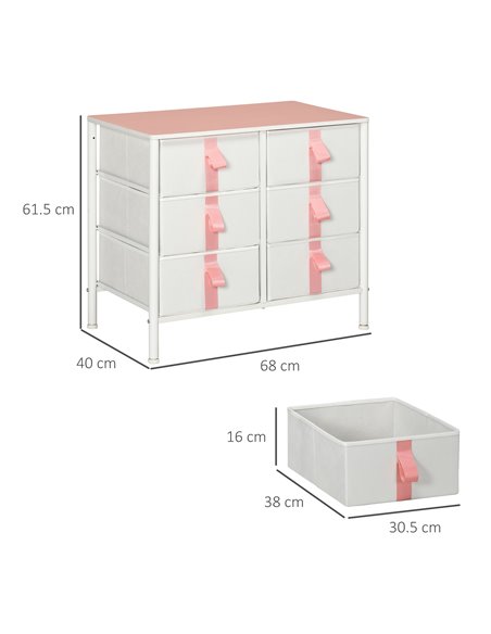 HOMCOM Chest of Drawers, Cloth Organizer Unit with 6 Fabric Drawers, Pink - pic 22760 | FastDaddyshop