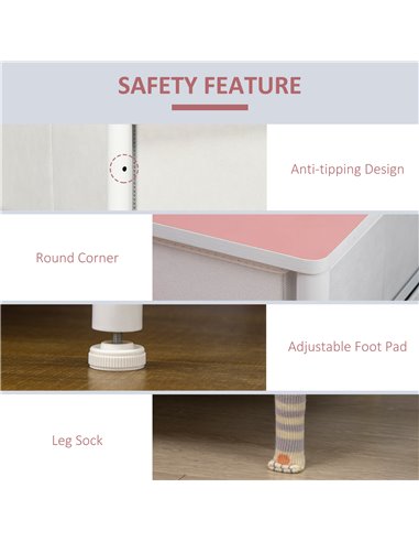 HOMCOM Chest of Drawers, Cloth Organizer Unit with 6 Fabric Drawers, Pink