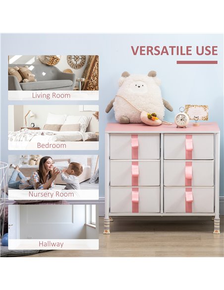 HOMCOM Chest of Drawers, Cloth Organizer Unit with 6 Fabric Drawers, Pink - pic 22763 | FastDaddyshop