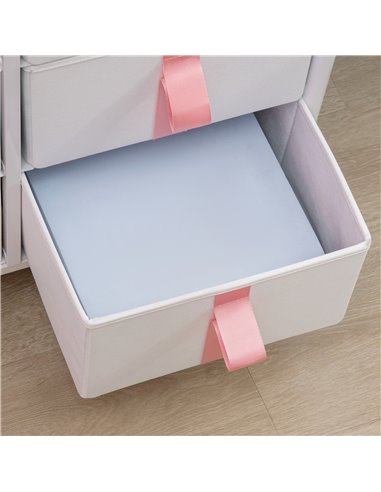 HOMCOM Chest of Drawers, Cloth Organizer Unit with 6 Fabric Drawers, Pink