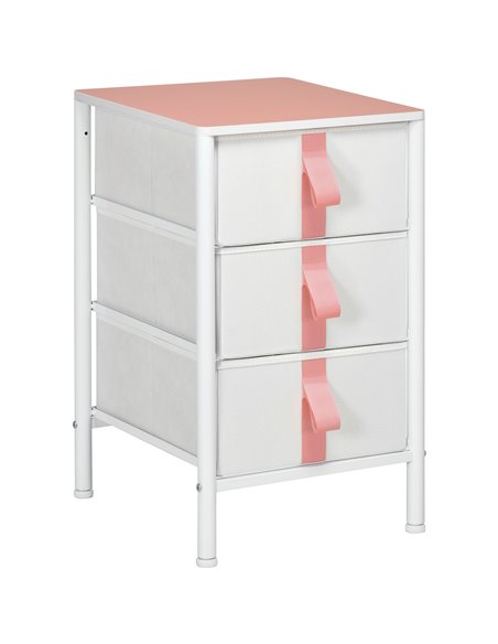 HOMCOM Chest of Drawers, Cloth Organizer Unit with 3 Fabric Drawers, Metal Frame, Pink - pic 22767 | FastDaddyshop