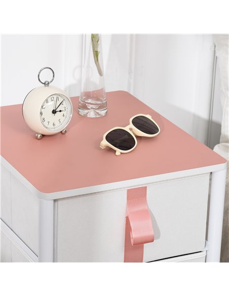 HOMCOM Chest of Drawers, Cloth Organizer Unit with 3 Fabric Drawers, Metal Frame, Pink - pic 22774 | FastDaddyshop