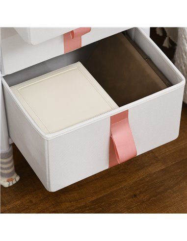 HOMCOM Chest of Drawers, Cloth Organizer Unit with 3 Fabric Drawers, Metal Frame, Pink