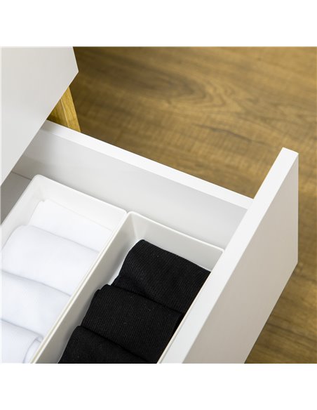 HOMCOM Chest of Drawers, 4-Drawer Storage Organiser Unit with Pine Wood Legs for Bedroom, Living Room, White and Natural - pic 22783 | FastDaddyshop