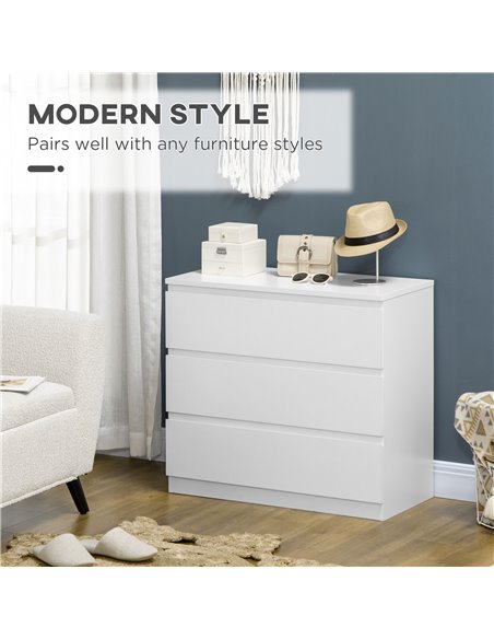 HOMCOM Chest of Drawers, 3-Drawer Storage Organiser Unit, White - pic 22788 | FastDaddyshop