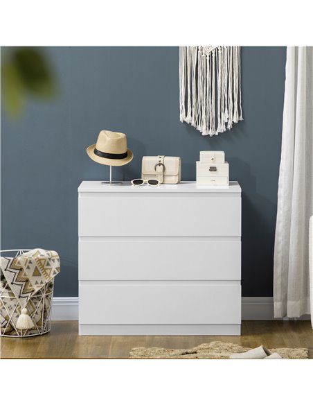 HOMCOM Chest of Drawers, 3-Drawer Storage Organiser Unit for Bedroom, Living Room, White - pic 22791 | FastDaddyshop