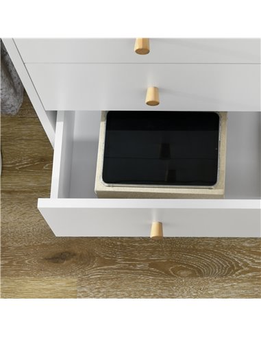 HOMCOM Chest of Drawers, 3-Drawer Storage Organiser Unit with Wood Legs for Bedroom, Living Room, White