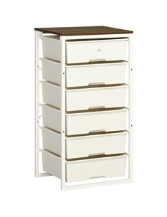HOMCOM Chest of Drawers, 6-Drawer Storage Organiser Unit with Steel Frame, White