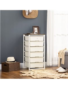 HOMCOM Chest of Drawers, 6-Drawer Storage Organiser Unit with Steel Frame, White 2