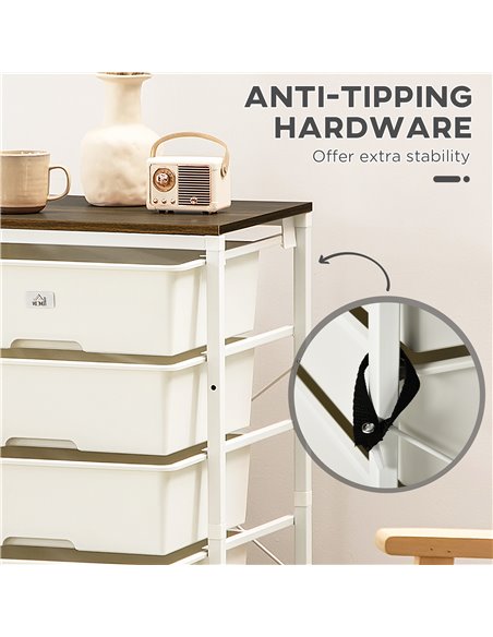 HOMCOM Chest of Drawers, 6-Drawer Storage Organiser Unit with Steel Frame for Bedroom, Living Room, White - pic 22808 | FastDaddyshop