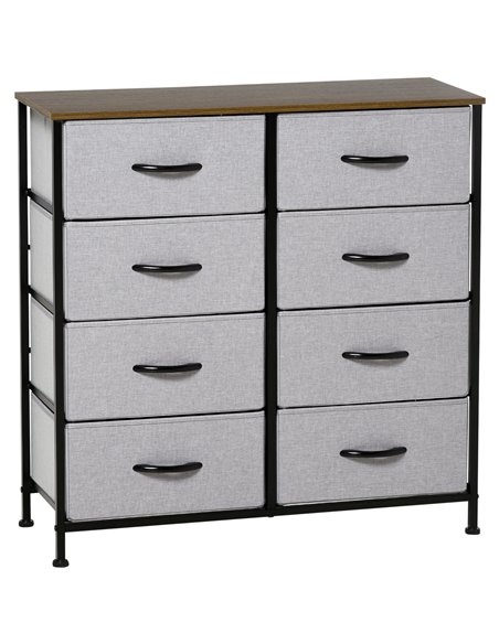 HOMCOM Chest of Drawers with 8 Fabric Drawers, Steel Frame, Wooden Top, Grey - pic 22812 | FastDaddyshop
