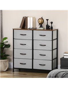 HOMCOM Chest of Drawers with 8 Fabric Drawers, Steel Frame, Wooden Top, Grey 2