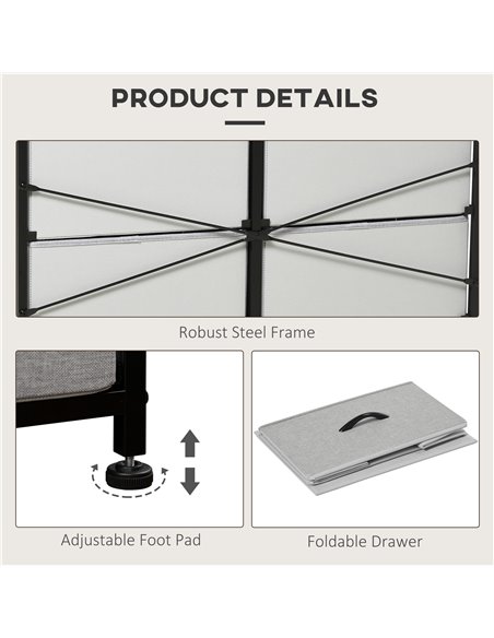 HOMCOM Chest of Drawers with 8 Fabric Drawers, Steel Frame, Wooden Top, Grey - pic 22817 | FastDaddyshop