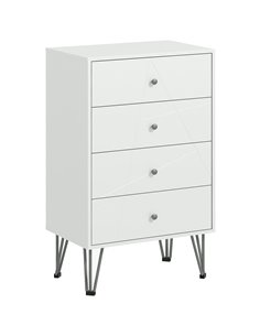 HOMCOM Tall Chest of Drawers, 4-Drawer Dresser with Hairpin Legs, White