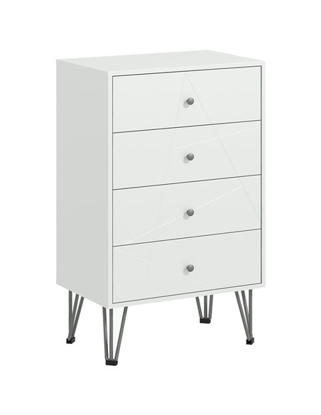 HOMCOM Tall Chest of Drawers, 4-Drawer Dresser with Hairpin Legs, White - pic 22821 | FastDaddyshop