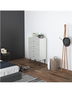 HOMCOM Tall Chest of Drawers, 4-Drawer Dresser with Hairpin Legs, White 2