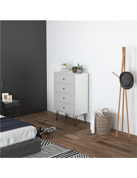 HOMCOM Tall Chest of Drawers, 4-Drawer Dresser with Hairpin Legs, White - pic 22822 | FastDaddyshop