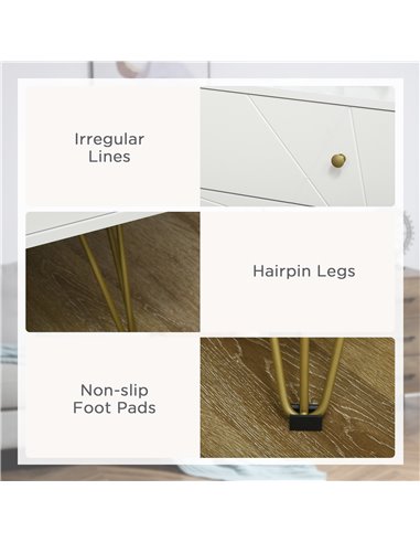 HOMCOM Tall Chest of Drawers, 4-Drawer Dresser with Hairpin Legs, White