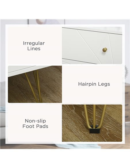 HOMCOM Tall Chest of Drawers, 4-Drawer Dresser with Hairpin Legs, White - pic 22825 | FastDaddyshop