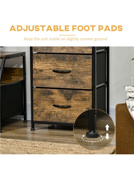 HOMCOM Fabric Chest of Drawers with Display Shelves, 3 Drawers Storage Unit, Rustic Brown - pic 22835 | FastDaddyshop