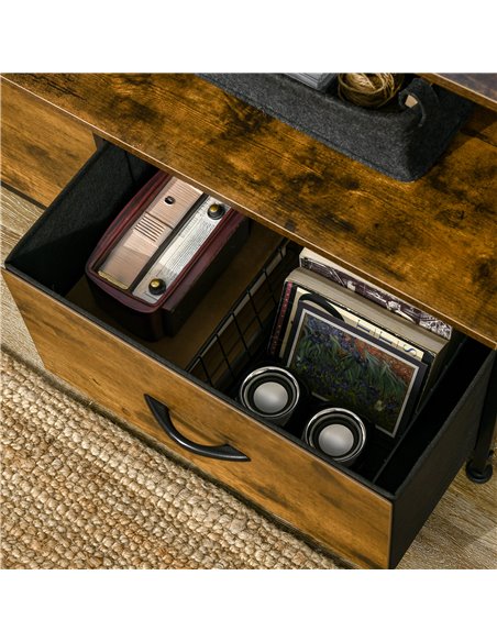 HOMCOM Fabric Chest of Drawers with Display Shelves, 3 Drawers Storage Unit, Rustic Brown - pic 22838 | FastDaddyshop