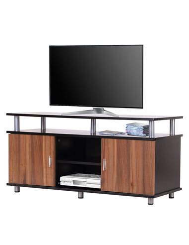 HOMCOM 50" TV Unit, with Wood-Effect Doors, Black