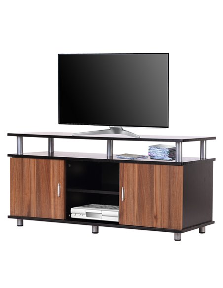 HOMCOM 50" TV Unit, with Wood-Effect Doors, Black - pic 22839 | FastDaddyshop