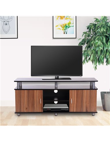 HOMCOM 50" TV Unit, with Wood-Effect Doors, Black