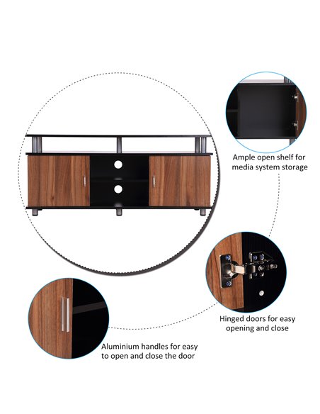 HOMCOM 50" TV Unit, with Wood-Effect Doors, Black - pic 22842 | FastDaddyshop