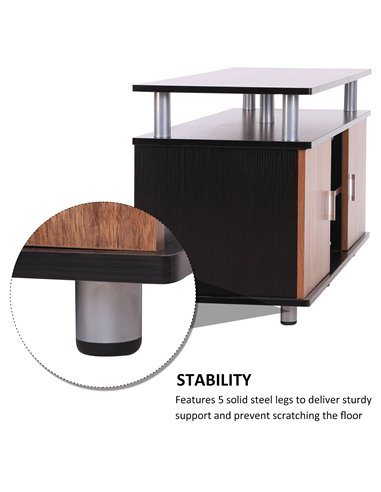 HOMCOM 50" TV Unit, with Wood-Effect Doors, Black