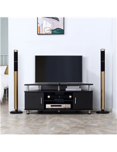 HOMCOM TV Unit Cabinet with Storage Shelves and Cupboard, Black 2