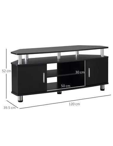 HOMCOM TV Unit Cabinet with Storage Shelves and Cupboard, Black