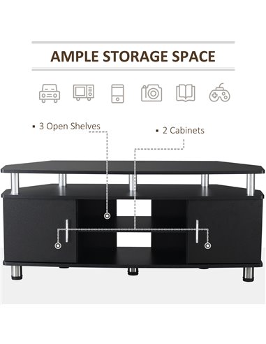 HOMCOM TV Unit Cabinet with Storage Shelves and Cupboard, Black