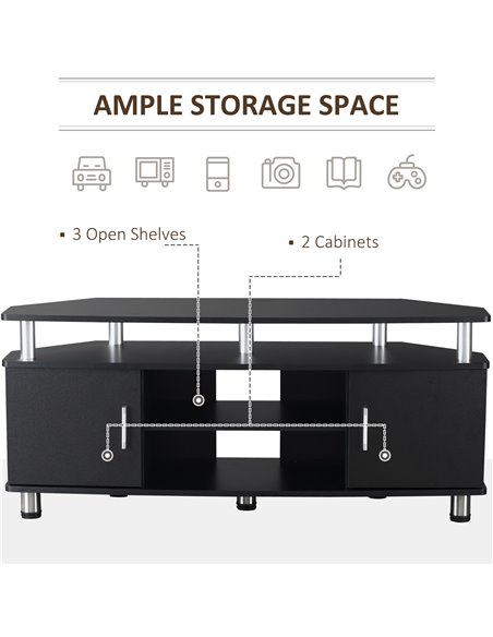 HOMCOM TV Unit Cabinet with Storage Shelves and Cupboard, Black - pic 22851 | FastDaddyshop