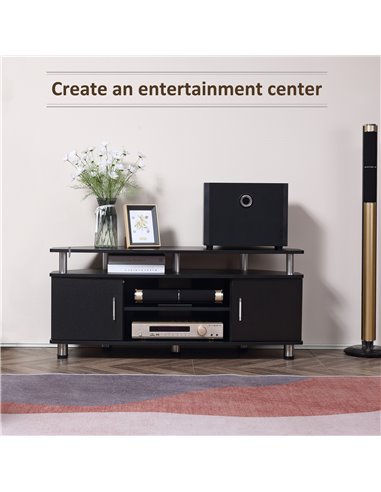 HOMCOM TV Unit Cabinet with Storage Shelves and Cupboard, Black
