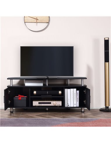 HOMCOM TV Unit Cabinet with Storage Shelves and Cupboard, Black