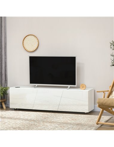 HOMCOM TV Cabinet Stand for TVs up to 70" with 3 Cupboards, Storage Shelves, White