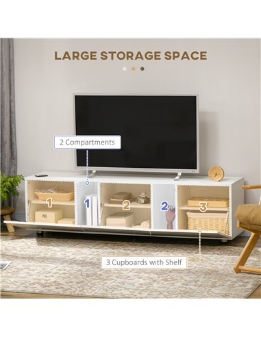 HOMCOM TV Cabinet Stand for TVs up to 70" with 3 Cupboards, Storage Shelves, White