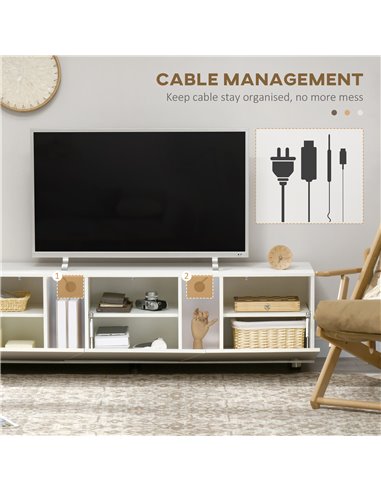 HOMCOM TV Cabinet Stand for TVs up to 70" with 3 Cupboards, Storage Shelves, White