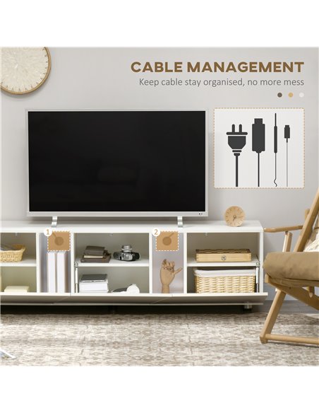 HOMCOM TV Cabinet Stand for TVs up to 70" with 3 Cupboards, Storage Shelves, White - pic 22880 | FastDaddyshop